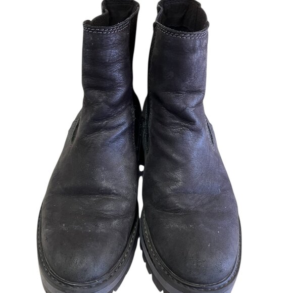 Timberland Boot Women's Size 7 US Black Leather Courmayeur Valley Chelsea Rebotl - Picture 2 of 8